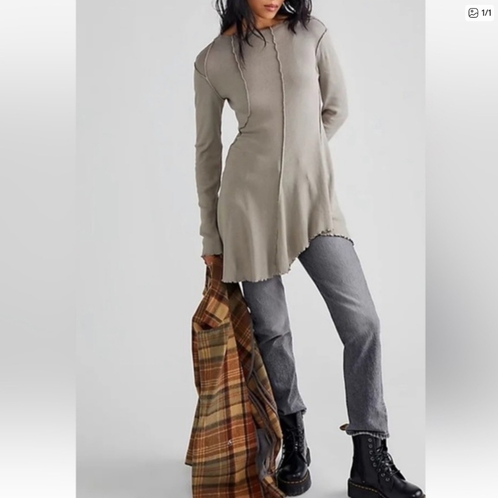 Free People We The Free Full Swing Tunic – Grey | NWOT